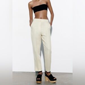 NWOT Zara linen blend metallic pants